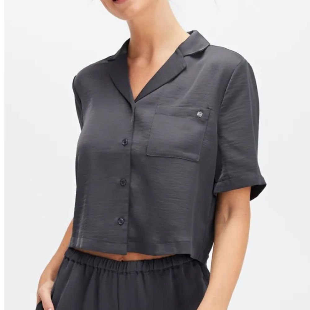Fabletics‎ Sleep Button Down Womens Pewter Size 2X NWT in packaging